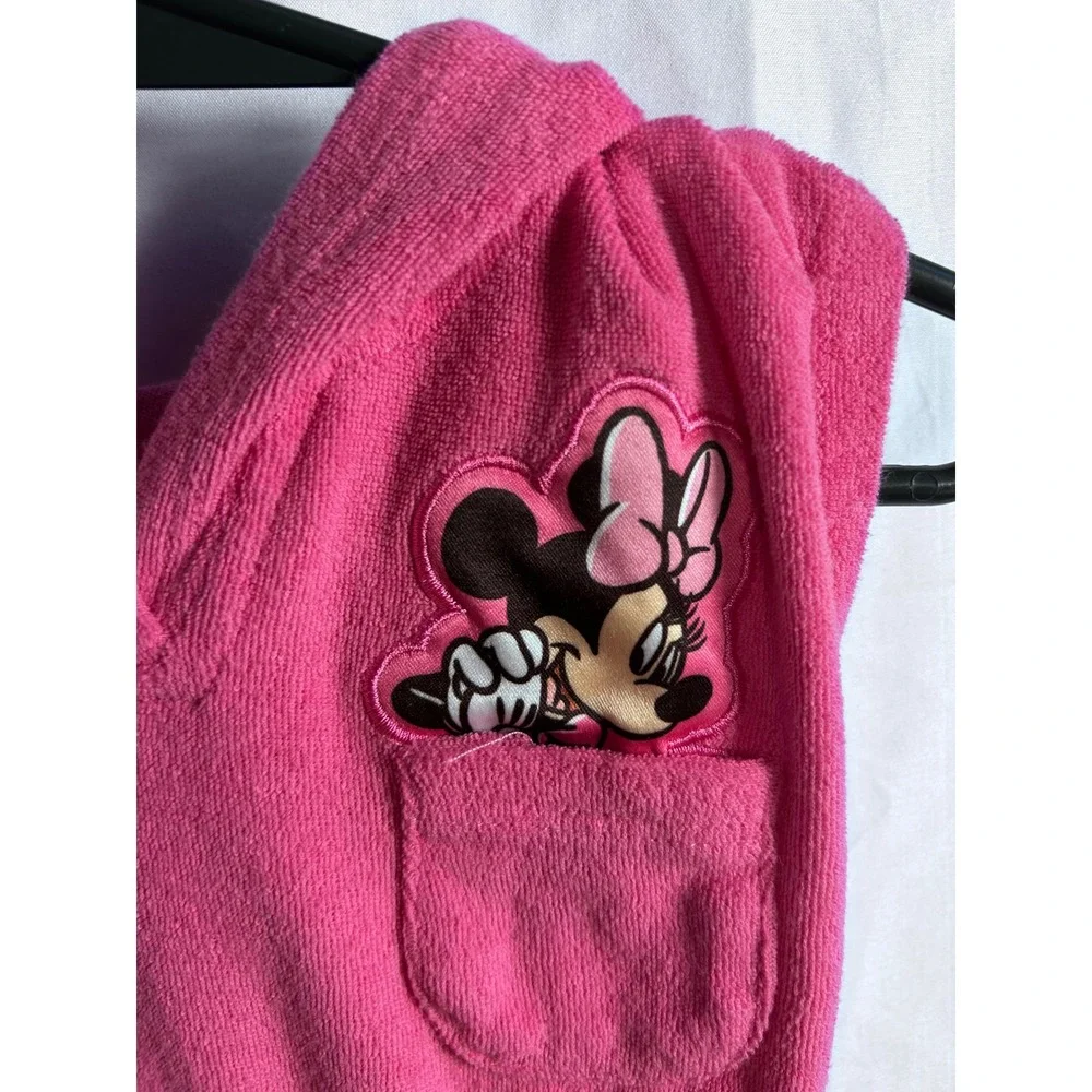 Disney Minnie Mouse Swim Cover Up 2T Pink Terry Cloth Hooded Dress Girls